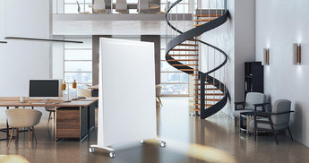 Angled white glass mobile board - Wood Frame
