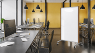 Classic White Glass Mobile Board – Wood Finish Frame